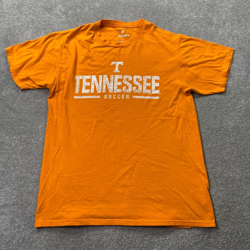 Fanatics T-Shirt Mens Medium Orange Tennessee Soccer Distressed Graphic Tee